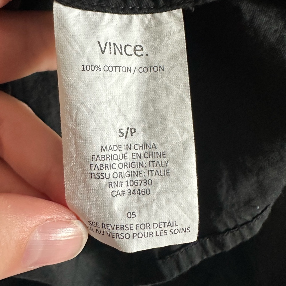 Vince Black Designer Cotton Trapunto Stitch Pullover Blouse size Small EUC - Picture 8 of 9